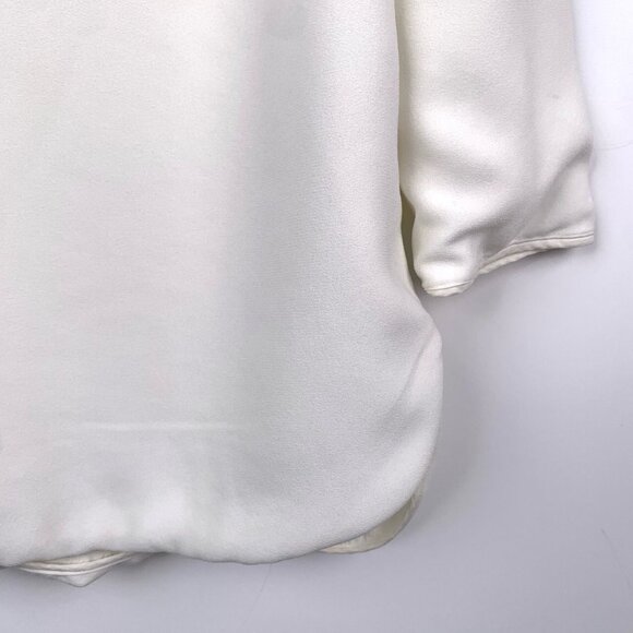 BURBERRY LONDON White Silk Blouse With Gold Chain Neckline 3/4 Sleeve Size US 4 - Picture 5 of 7